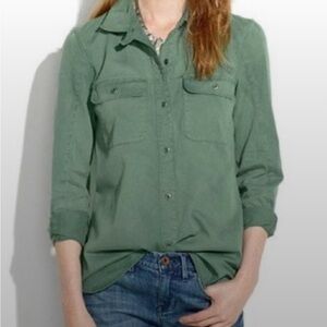 Madewell Army Green Button Down Tomboy Work Shirt - Medium